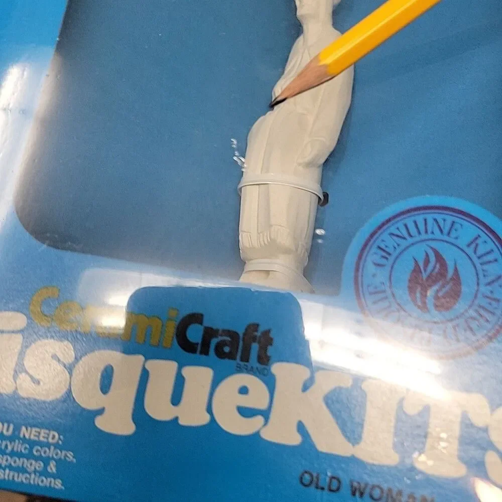 NEW VINTAGE Craft House BisqueKits Ceramic Paint by Number Figurine Old Woman